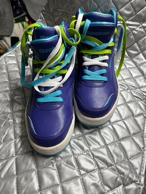 Reebok  Purple High-Top Sneakers with Blue & Lime Laces